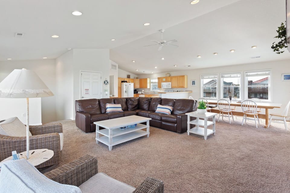 The spacious Living Area is perfect for relaxing after a day at the beach.