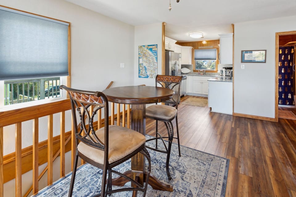A breakfast nook offers even more space to eat together or break out a board game on a rainy day.