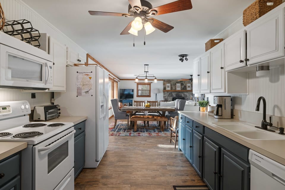 Kitchen area overlooking the dining and living areas