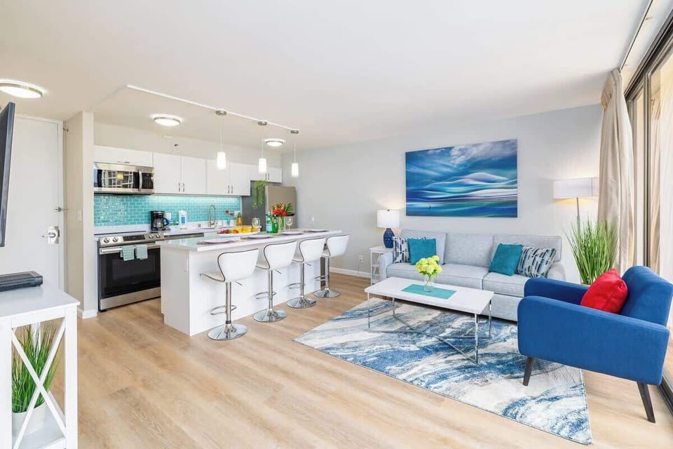 Beautiful well decorated living room with TV 