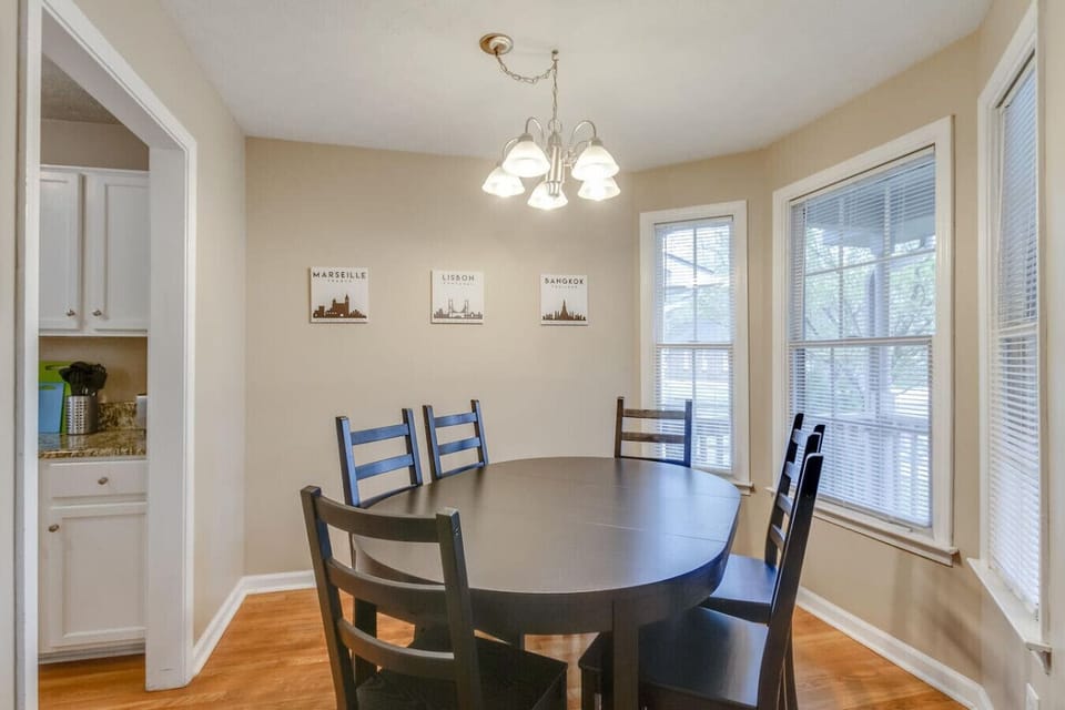 Sun-filled dining nook with a round table perfect for shared meals.