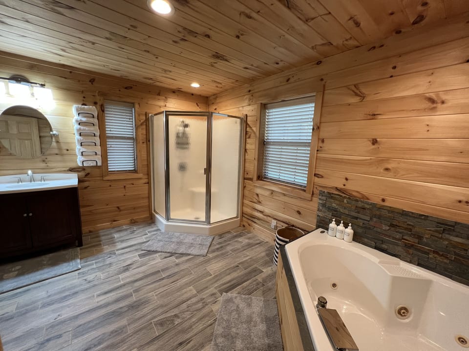 Wash off the lake in our walk in shower or take a soak in the Jacuzzi tub!