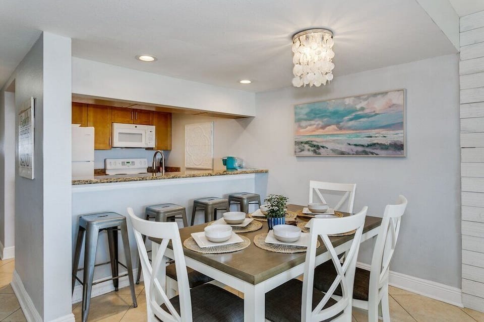 Our dinning room comfortably seats 6 at the table and 4 at the bar. Host your next get-together in style.