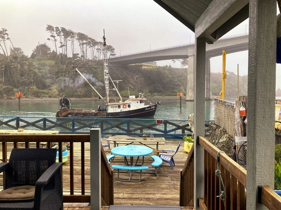 The Boat House deck has the BEST views of theNoyo Harbor