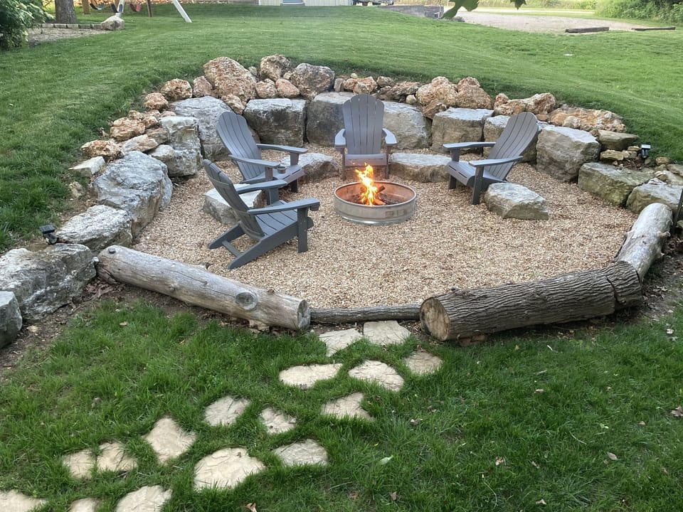 Families and friends love this private fire-pit on the edge of the woods. Perfect place to sit and roast a marshmallow or a hot dog. You bring the marshmallows and we will provide the rest!