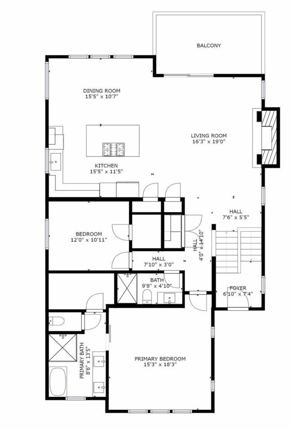 Layout showcasing the dining and living room areas, designed to illustrate how open spaces connect for easy entertaining.