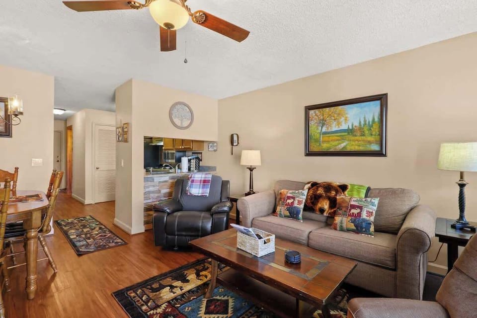 Feel right at home from the start—our inviting space features a comfy couch, coffee table, a warm fireplace, and a TV for delightful movie nights.