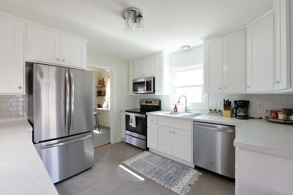 Updated kitchen with stainless steel appliances