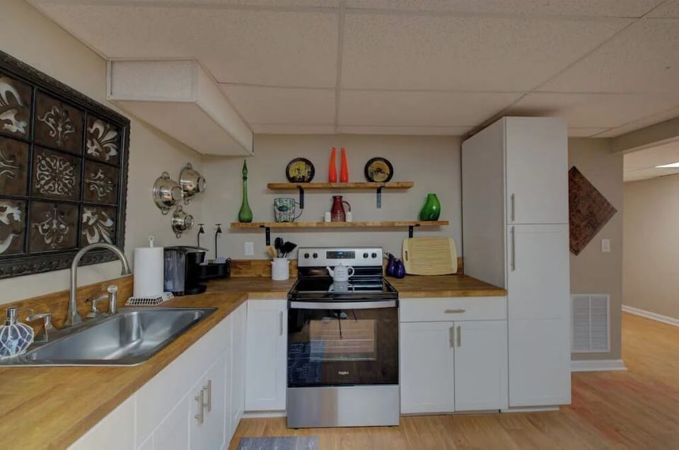 Full kitchen:  dishes, pots/pans, silverware, glasses, Keurig/k-cups.