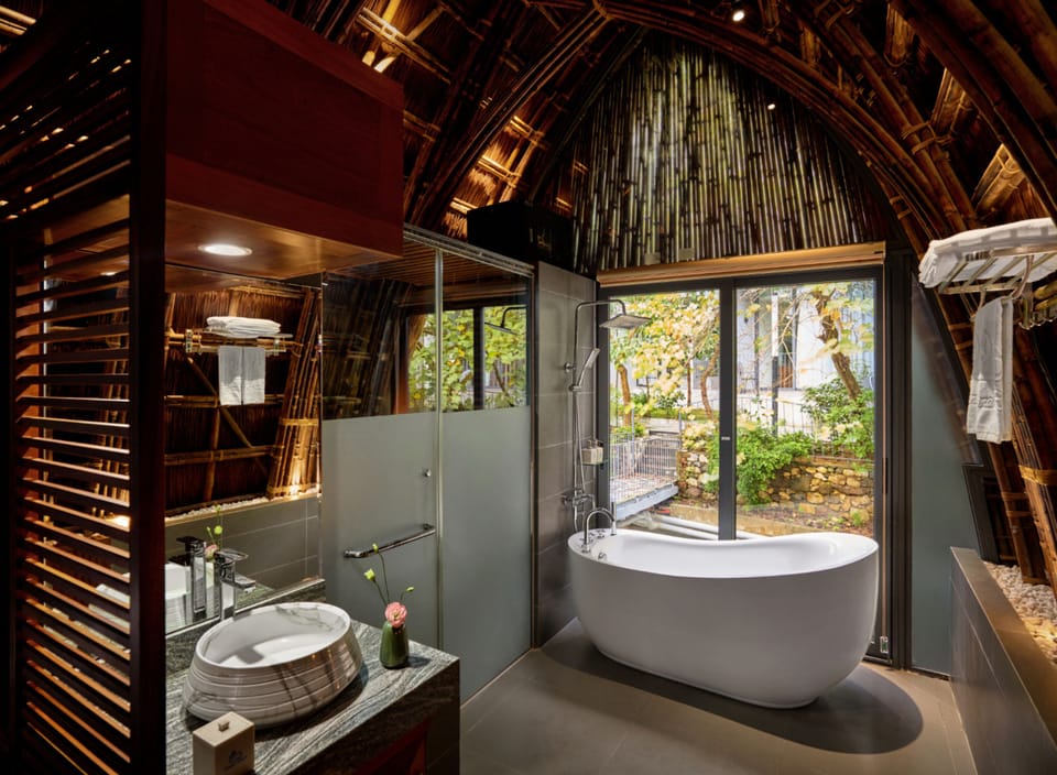 Serena Bungalow | Bathroom | Separate tub and shower, designer toiletries, hair dryer, bathrobes