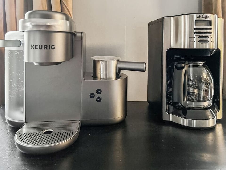 Coffee, your way. Higgins Downtown Depot’s coffee bar offers Keurig + drip, tea bags, and starter k-cups, sugars, and creamers—A Stay Above the Rest.