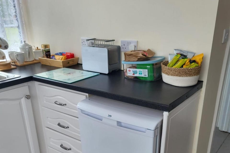 Fridge, microwave, dishwasher, electric kettle