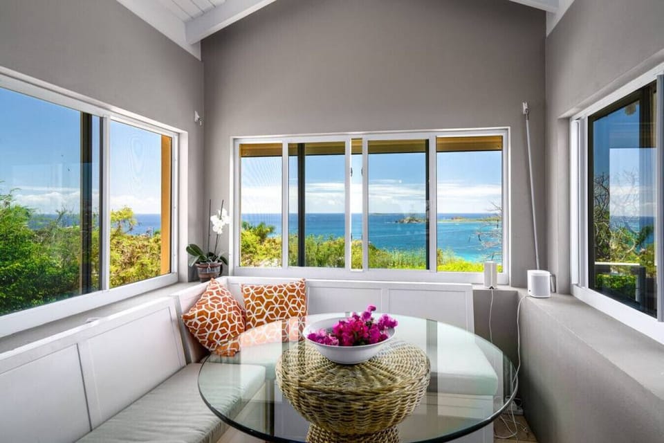 The breakfast nook, with an amazing view of Secret Harbor and beyond!