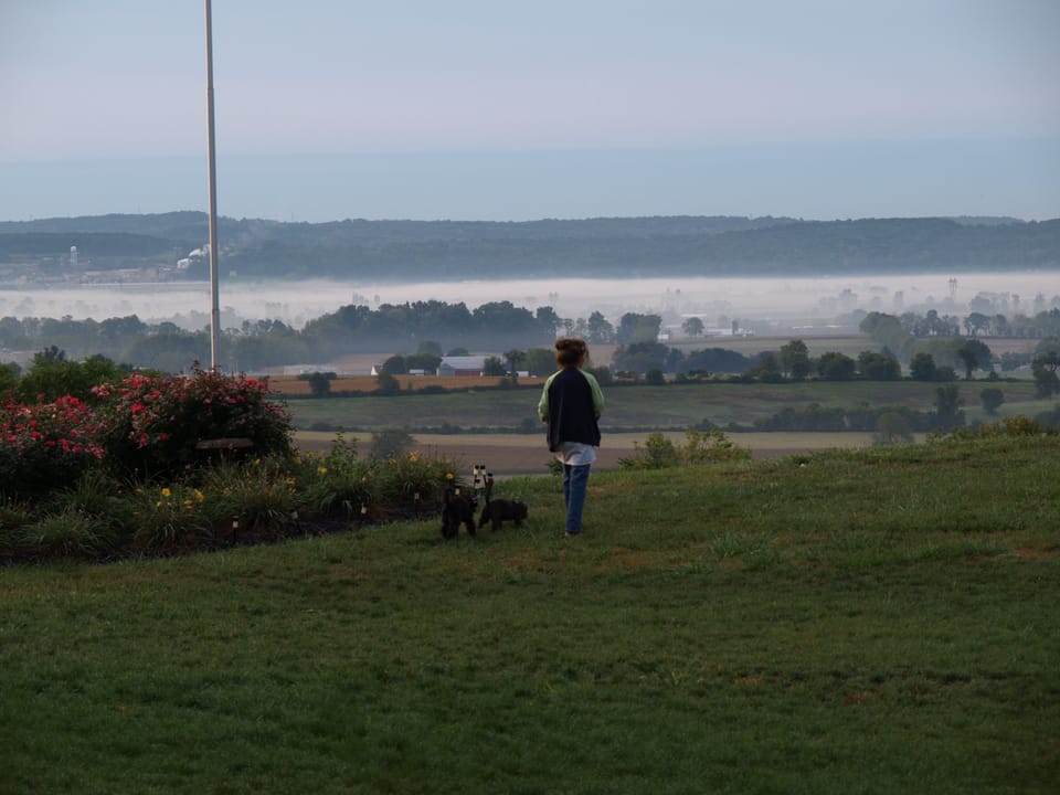 View of the valley in clouds