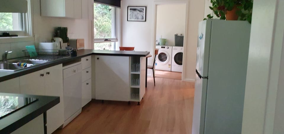 Full kitchen with smaller meals area. Includes basic pantry items.