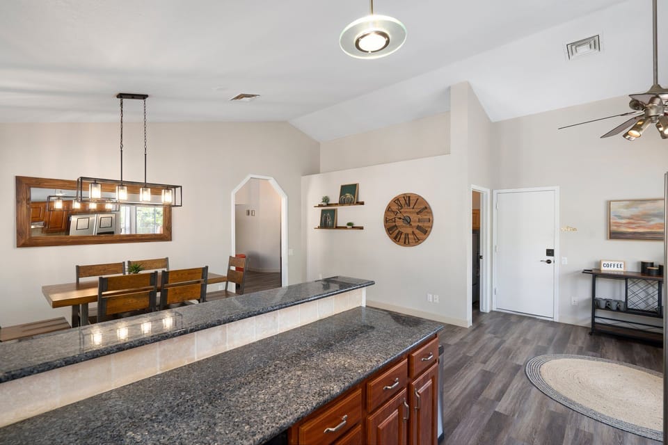 Kitchen includes stocked coffee bar