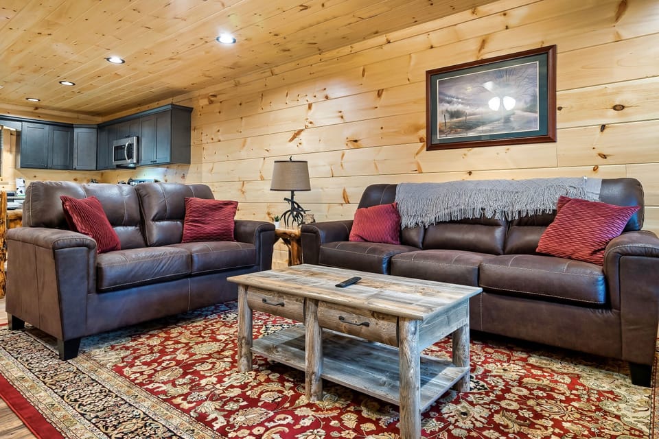 Plenty of comfortable seating for everyone — including a queen sleeper sofa