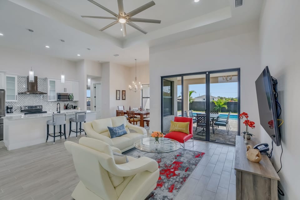the view from entry hall to the living room.