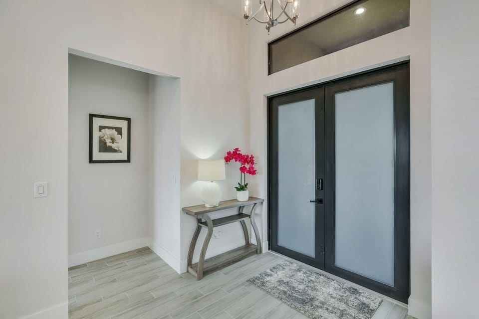 Entry Hall with Guest Welcome Notes and   Garage opener on the Console