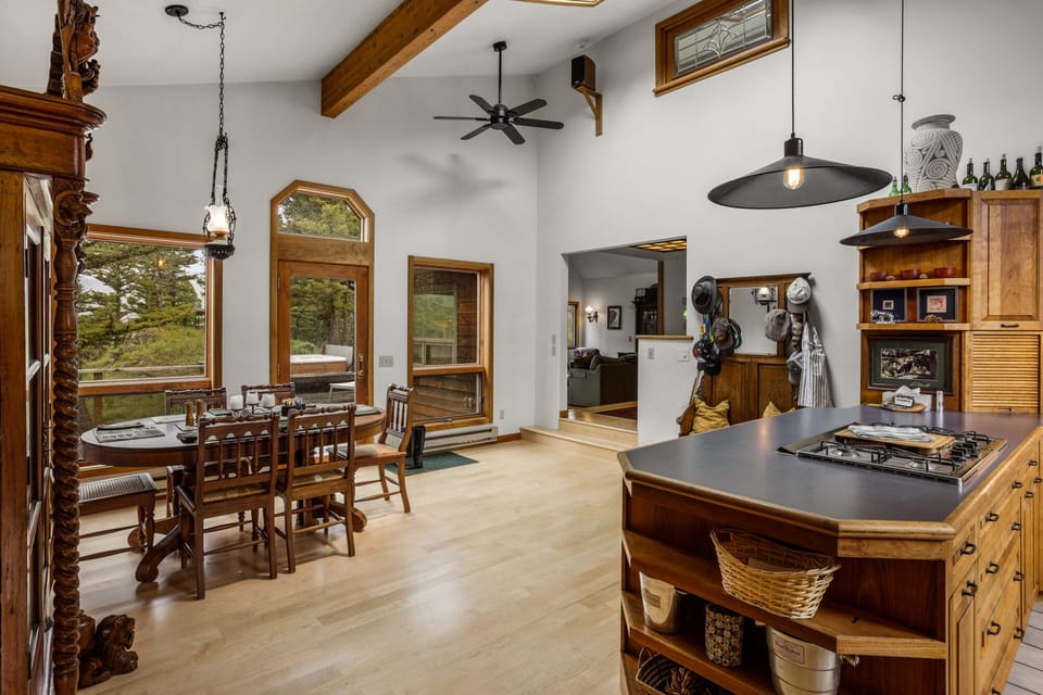 Kitchen opens up into the dining area.