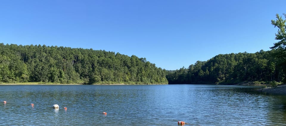 Lake Ouachita is one of the cleanest lakes in the US and is under 30 min away