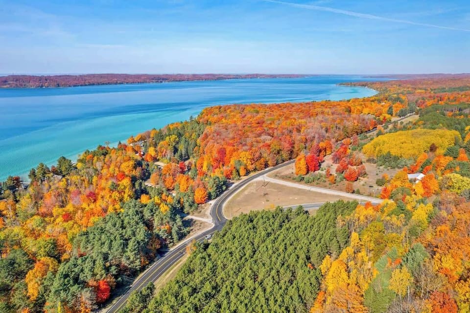 Torch lake across the street. The views are amazing.