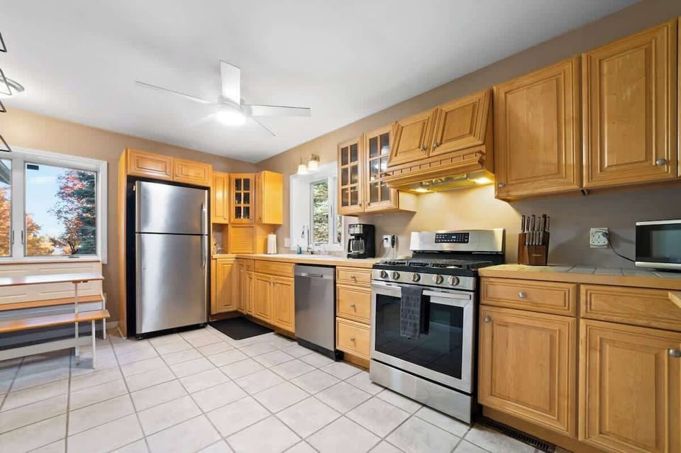 Large spacious kitchen with all of the essentials you need for cooking a gourmet meal.