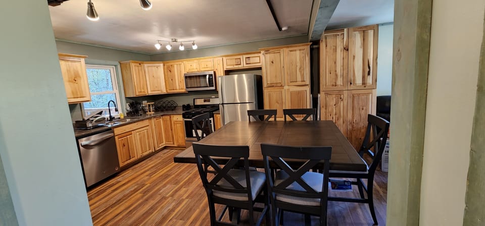 Kitchen and counter height dining table for eight.