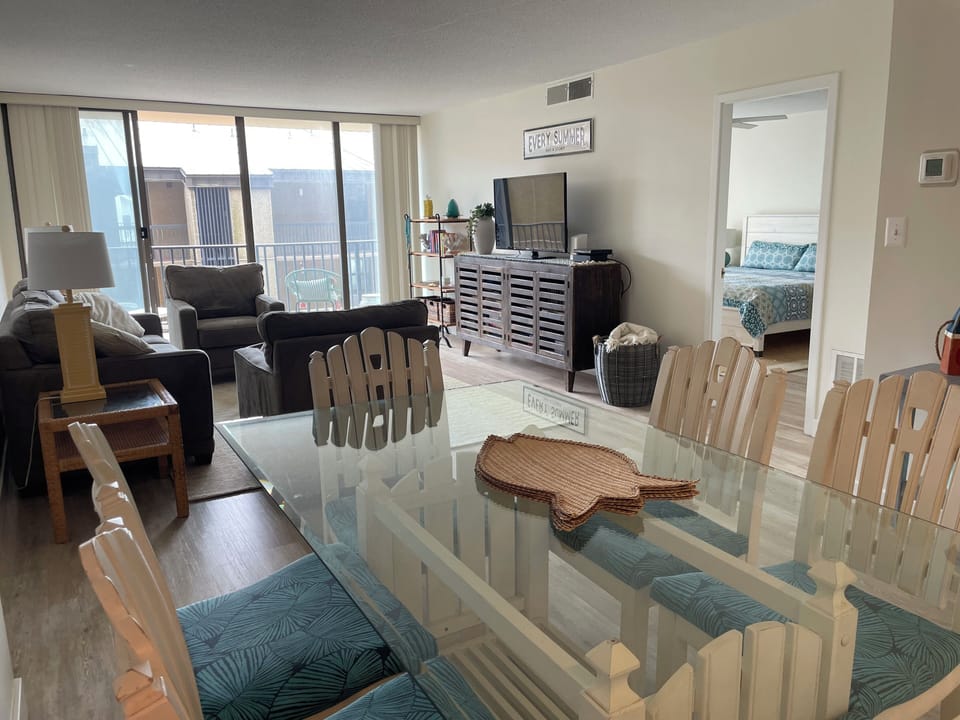 Open dining and living space