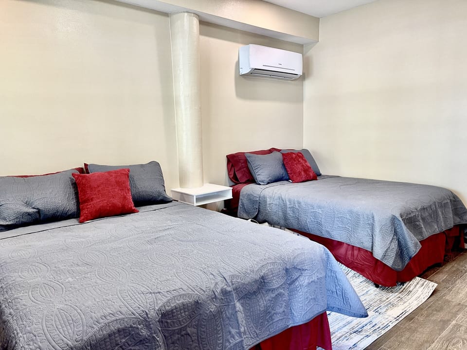 Downstairs bedroom with a private bathroom in a private entrance