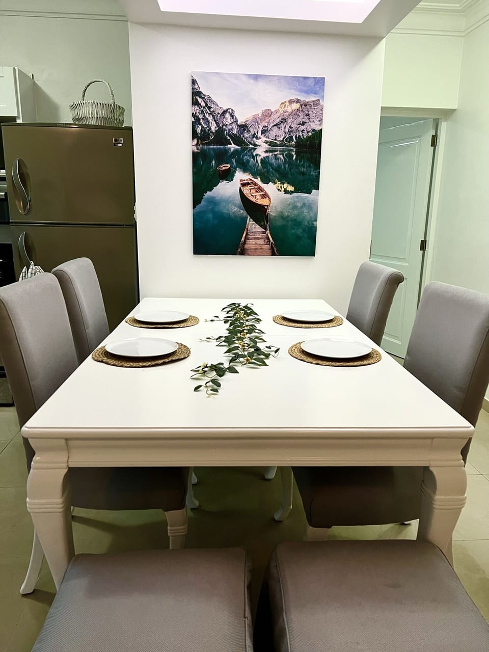 Full dining table with seating for 8 guests