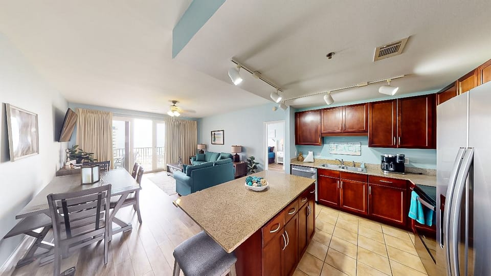 Kitchen and living room view