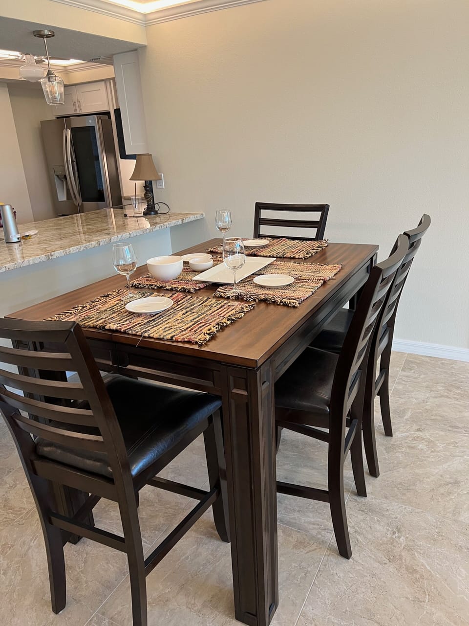 Dining table -seats 6 and has an additional table insert
