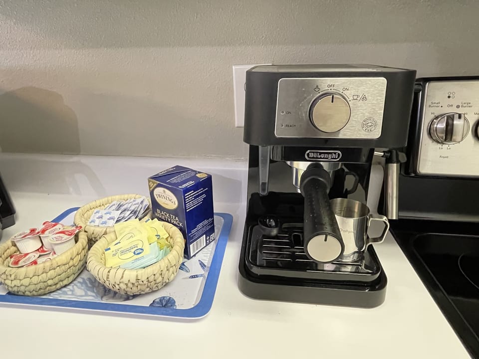 Italian Espresso Maker w/Milk Frother! Enjoy a morning cappuccino on the porch!