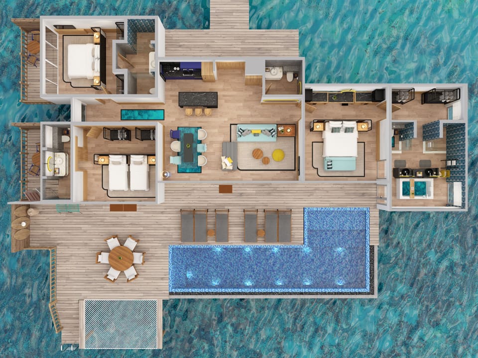 Three Bedroom Sunset Over Water Pool Residence | Floor plan