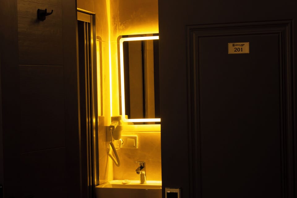 Standard Double Room | Bathroom | Shower, rainfall showerhead, designer toiletries, hair dryer