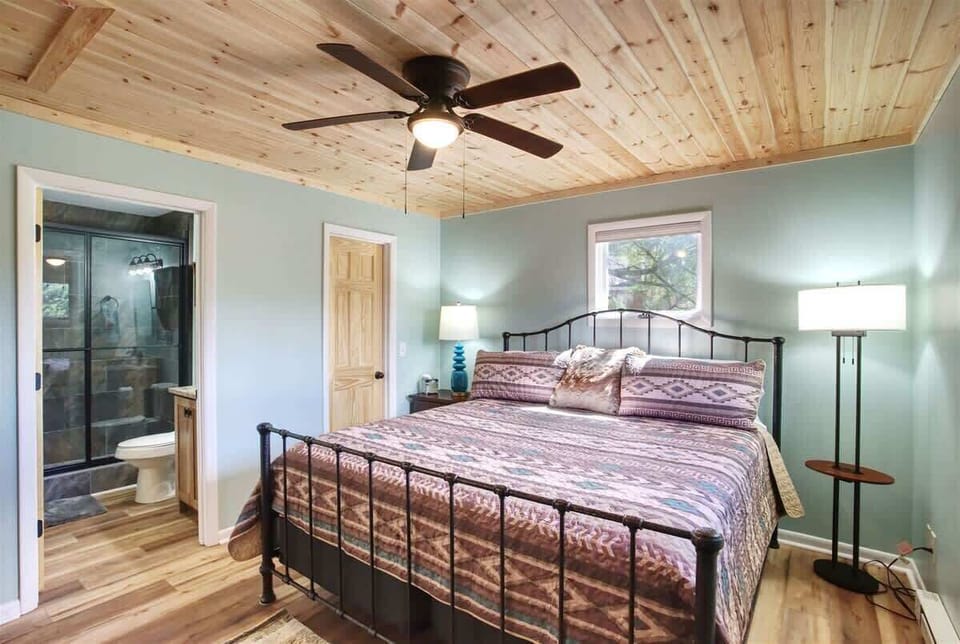 The ensuite bath is private and convenient.