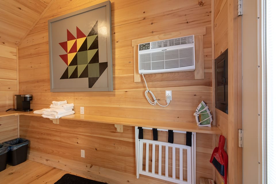 We've equipped our cabin with air conditioning and heating