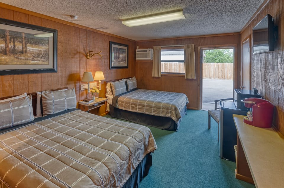 Room, 2 Double Beds | Desk, blackout drapes, soundproofing, iron/ironing board