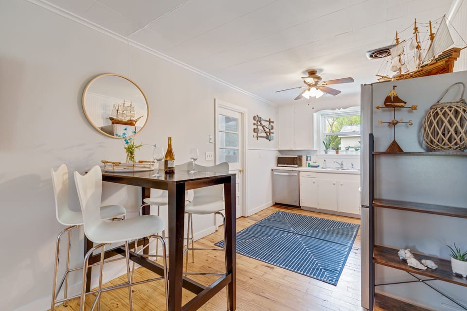 Open kitchen and dining area
