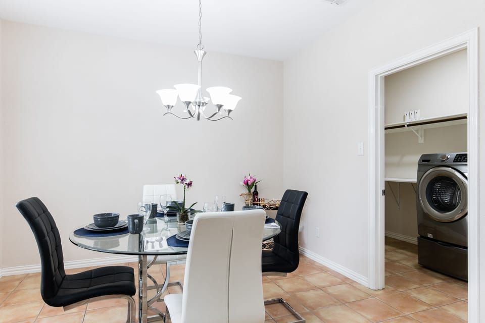 Elegant dining table seats 4 comfortably. 