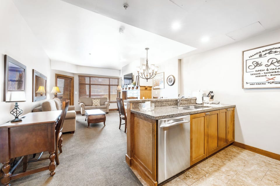 Kitchen / Living Area with 1 Queen Sleeper Sofa and 1 Twin Sleeper Sofa