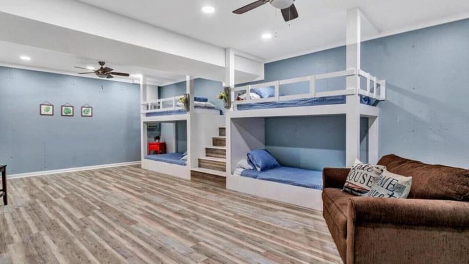 The lower level bedroom is perfect for the kids.