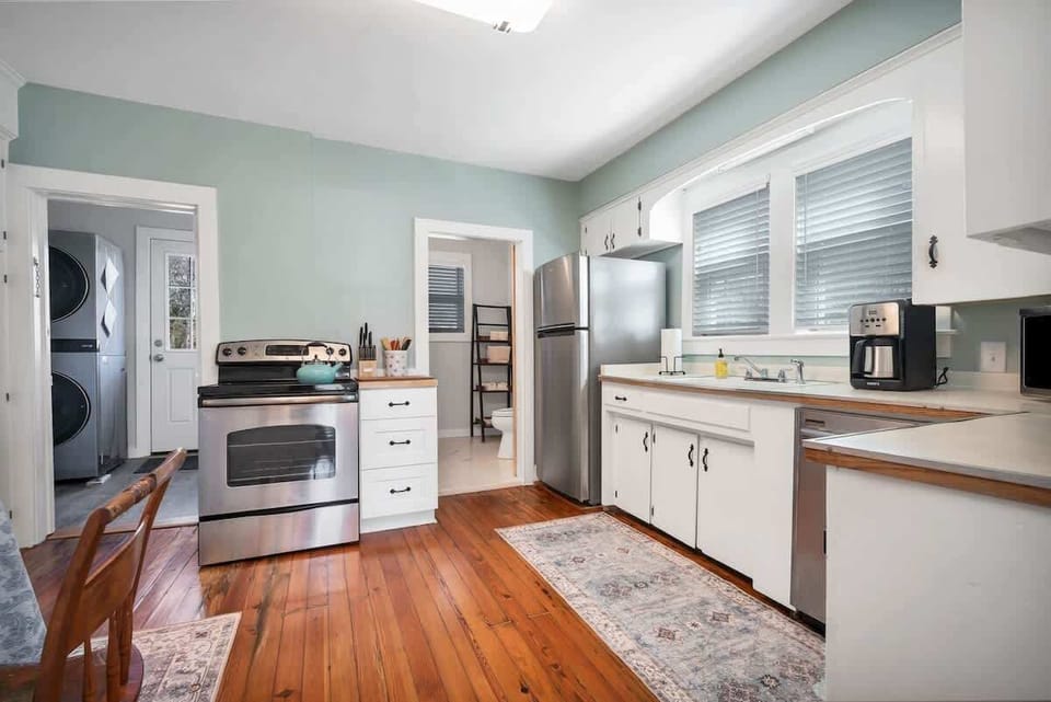 The kitchen has all the basics for cooking and necessary appliances.