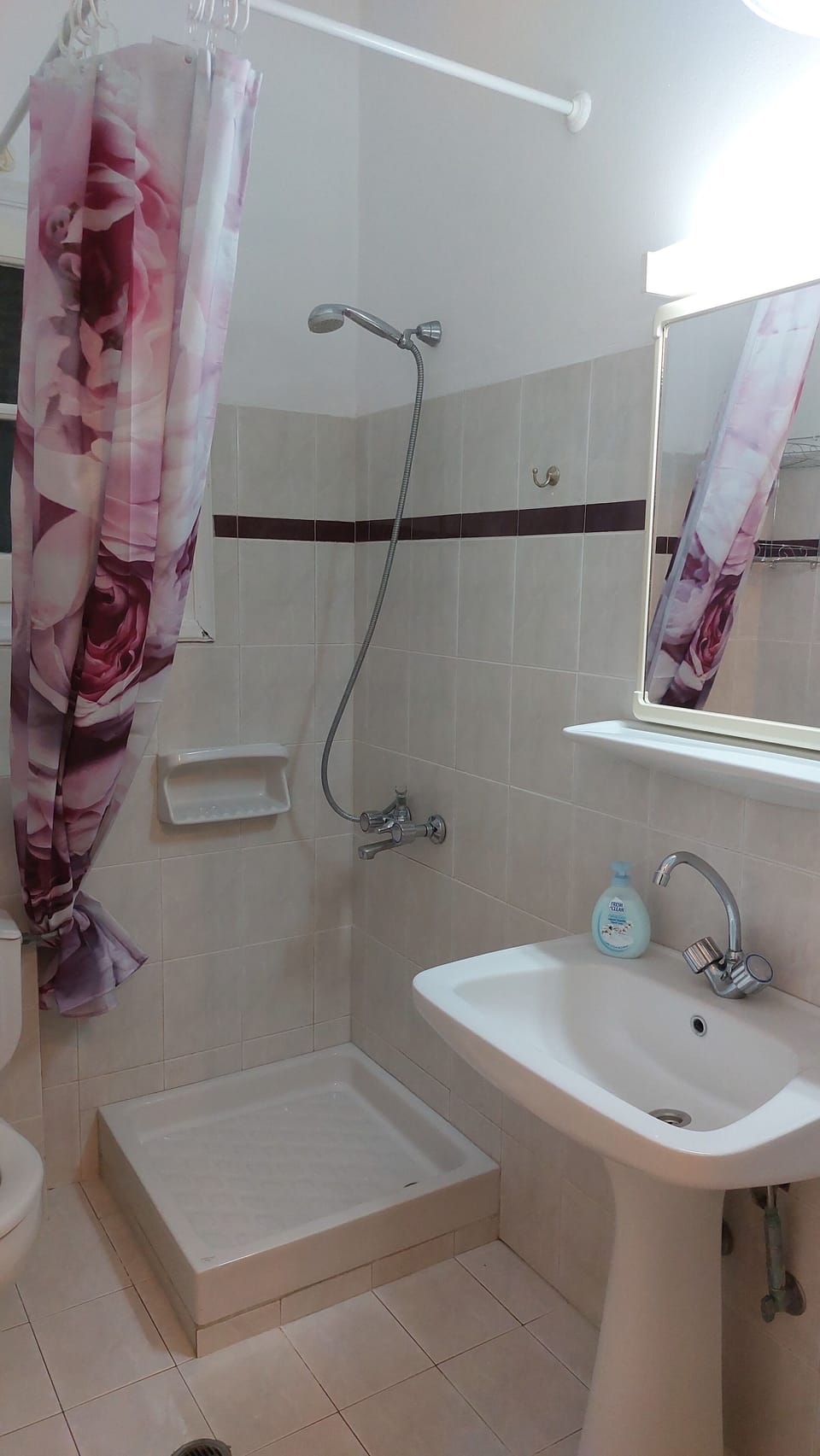 Apartment | Bathroom | Shower, rainfall showerhead, hair dryer, towels