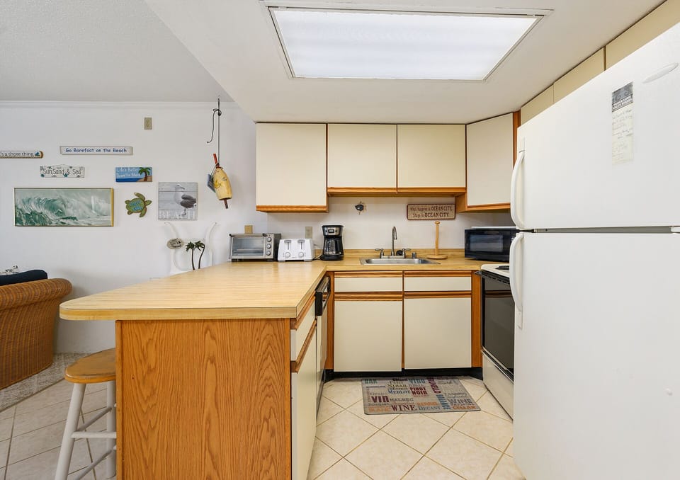 Plenty of counter space provides an area for packing the coolers or prepping Dinner
