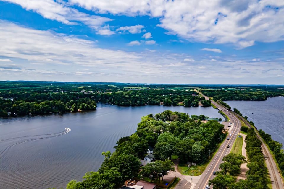 View of Hwy X - property on lower left
