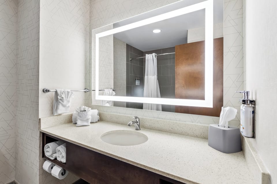 Room, 2 Queen Beds, Non Smoking | Bathroom | Combined shower/tub, hair dryer, towels