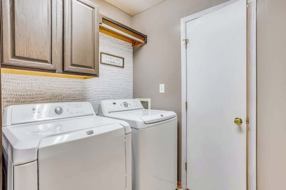 Feel free to wash some of your clothes while you stay with us! We provide laundry detergent in the cabinet above the dryer.