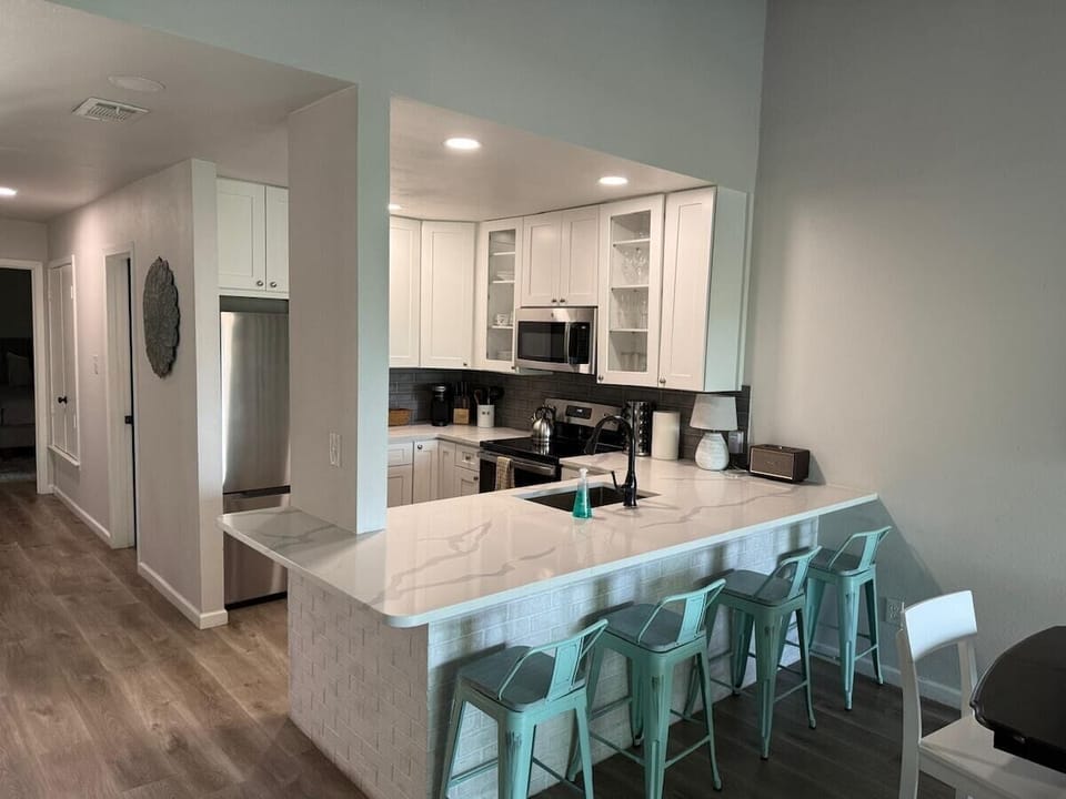 Kitchen with bar island